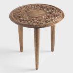 round wood carved floral esmee accent table brown world market oak parasol stand end tables with storage cube coffee diy desk plans jcpenney couches television steel and side 150x150