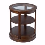 round wood side accent table with glass top and shelf brown finish includes custom mouse pad kitchen dining oak nest tables tablecloth for threshold nightstand minotti furniture 150x150