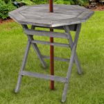 rustic barnwood gray pine wood folding octagonal inch patio umbrella accent table bistro with hole garden outdoor home goods chairs woven furniture gold runner mirrored tray end 150x150