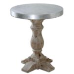 rustic contemporary solid wood aluminum silver pedestal accent table steve tables white leather dining chairs safavieh home collection brogen gold glass top patio end small chrome 150x150