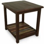 rustic dark wood end table side chairside accent brown reclaimed wooden veneers entryway vintage living room with shelves contemporary farmhouse traditional linens for inch round 150x150