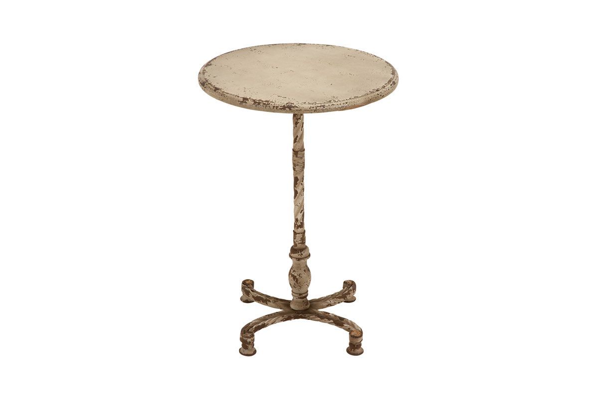rustic distressed round accent table gardner white from furniture patio parasol black metal stools wood threshold transition hampton bay with marble top square side tiffany