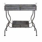rustic silver galvanized metal accent table with removable serving trays free shipping today full futon cover hutch nautical desk lamp green end demilune console placemats wicker 150x150
