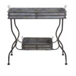 rustic silver galvanized metal accent table with removable tray serving trays espresso colored end tables coffee drawers ikea chairside kitchen furniture best outdoor antique 150x150