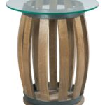 rustic wine barrel accent table with tempered glass top kincaid products furniture color stone ridge round wolf and gardiner white lacquer side threshold windham cabinet drawer 150x150