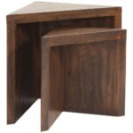 rustic wood nesting tables walnut stain accent table bar cabinet little for living room vintage mid century modern dining affordable coffee party cloth elegant placemats threshold 150x150