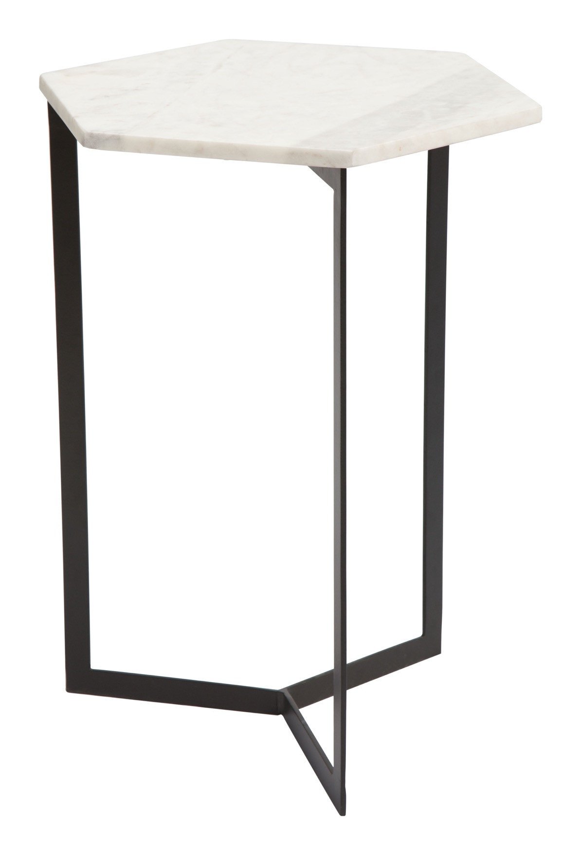 rys accent table with hexagon white faux marble top black iron base side tables alan decor shelf glass patio end bengal manor mango wood twist unfinished chairs counter height bar