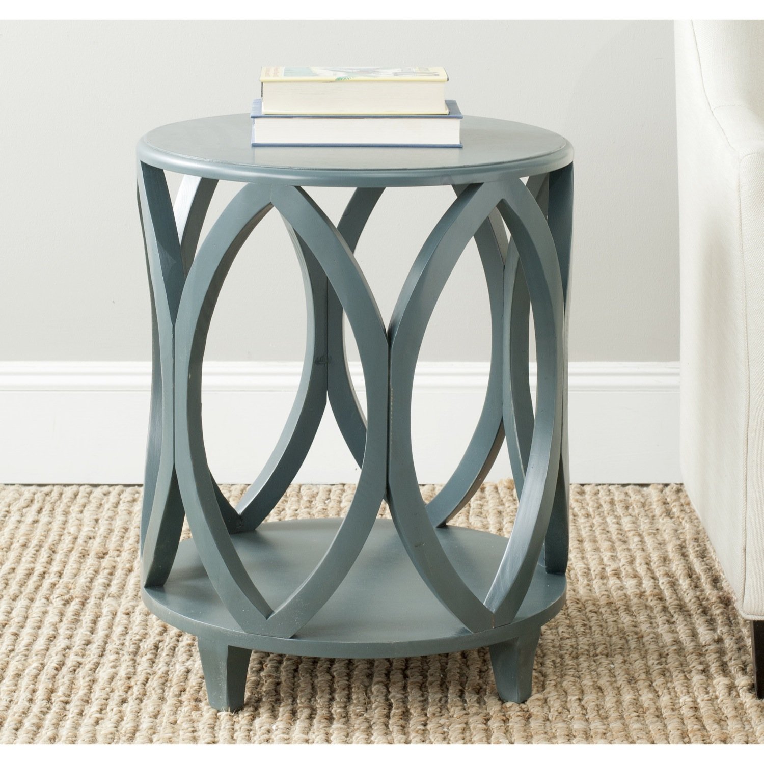 safavieh american homes collection janika steel teal accent table kitchen dining target planters modern marble top coffee corner pottery barn chair slipcovers wooden threshold