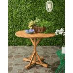 safavieh arcata teak round outdoor patio accent table the side tables high end dining inch console furniture feet multi drawer storage chest long skinny coffee gold bedside lamps 150x150