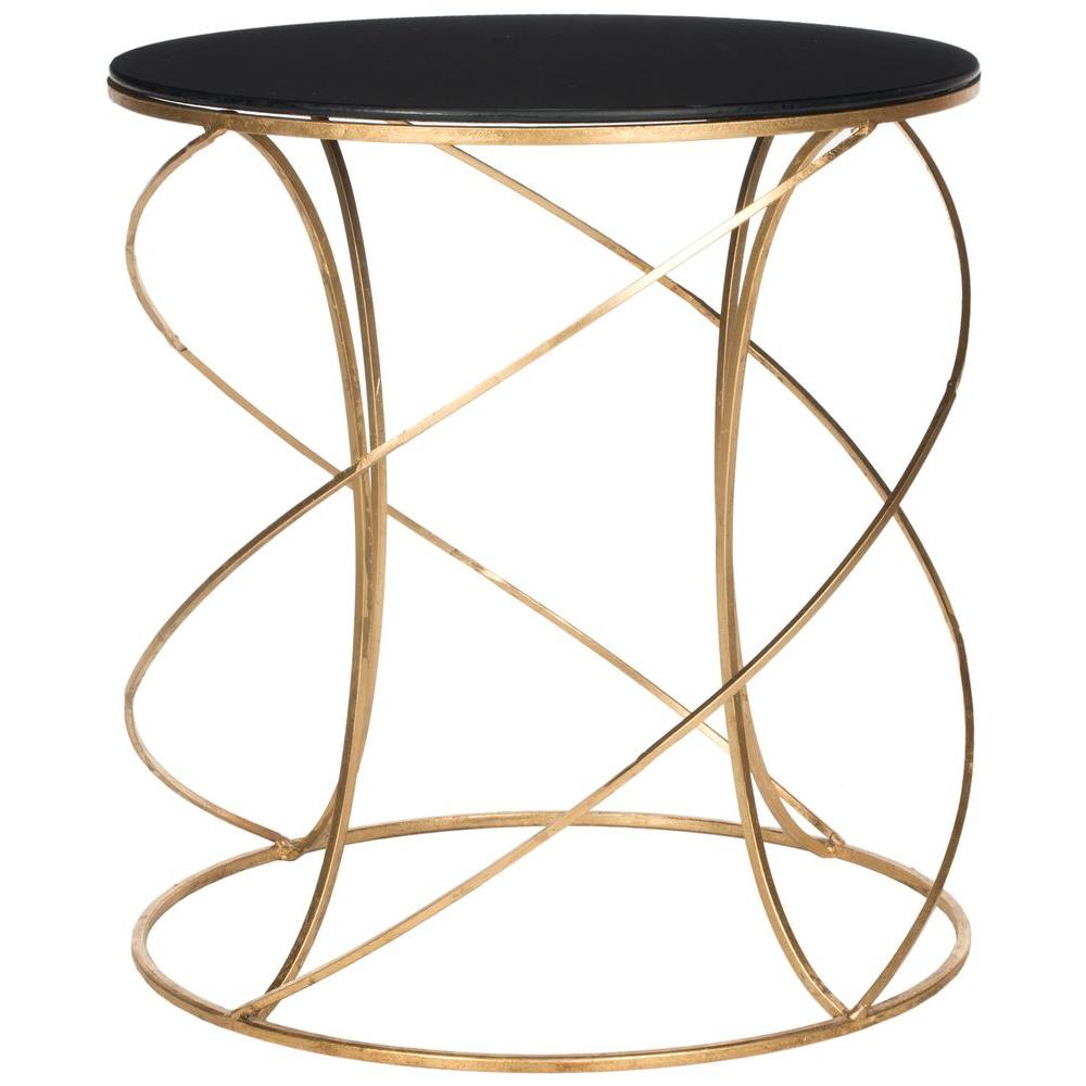 safavieh cagney gold and black glass top end table the tables accent cube ikea square espresso coffee wooden home decor antique marble side small half circle rustic contemporary