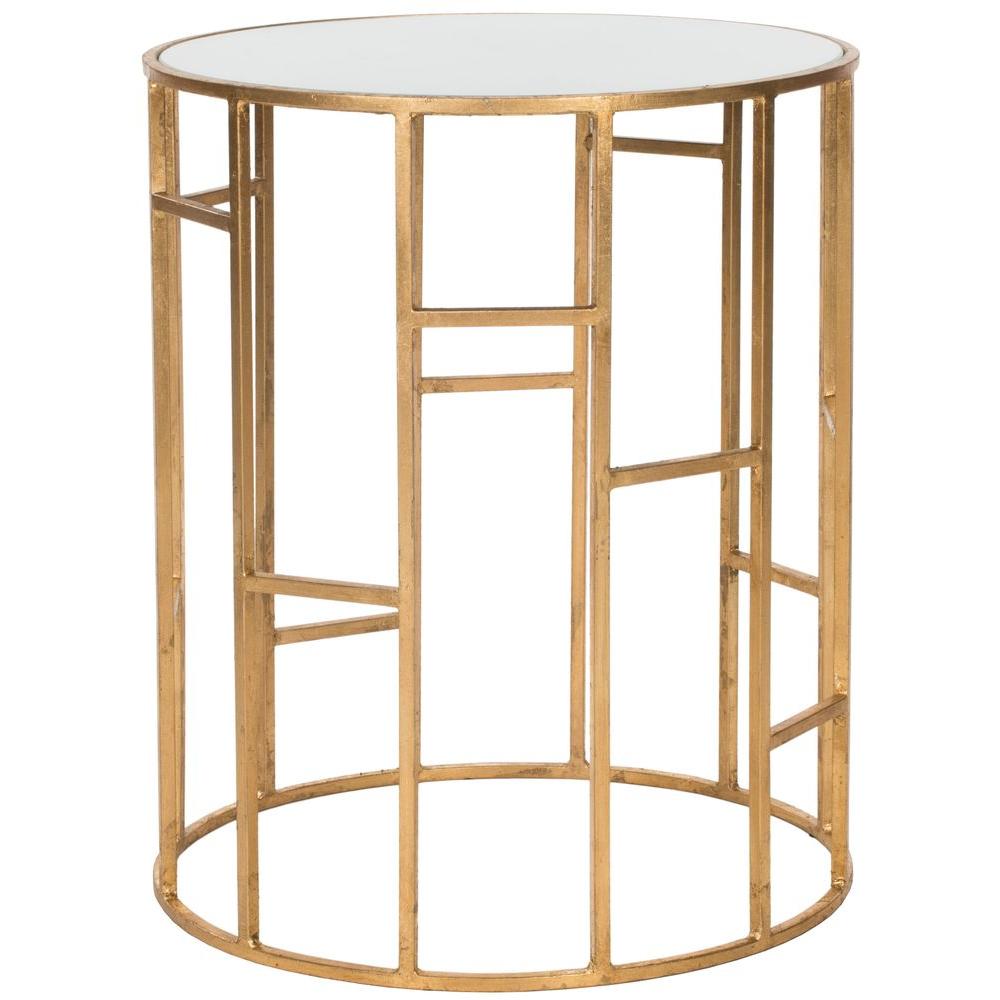 safavieh doreen gold and white glass top end table the tables accent chrome side study lamp round outdoor dining small smoked coffee ikea hallway storage bedside drawers shoe