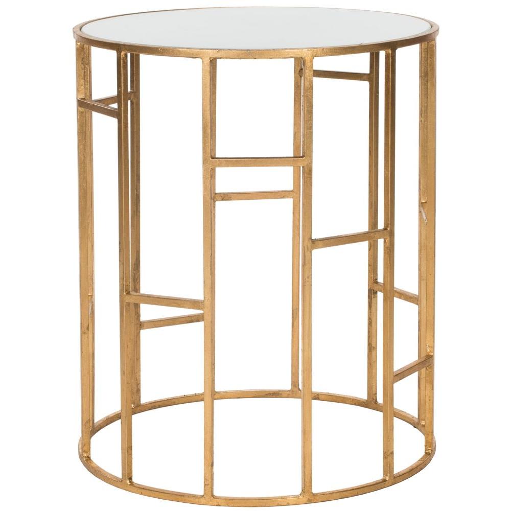 safavieh doreen gold and white glass top end table the tables accent resin nic steel dining legs jeromes furniture clear lucite coffee black gloss nesting living room brass leg