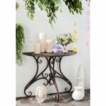 safavieh outdoor living rustic annalise brown iron accent table half circle free shipping today beech bedside small antique folding danish end coffee with wood and metal christmas 150x150