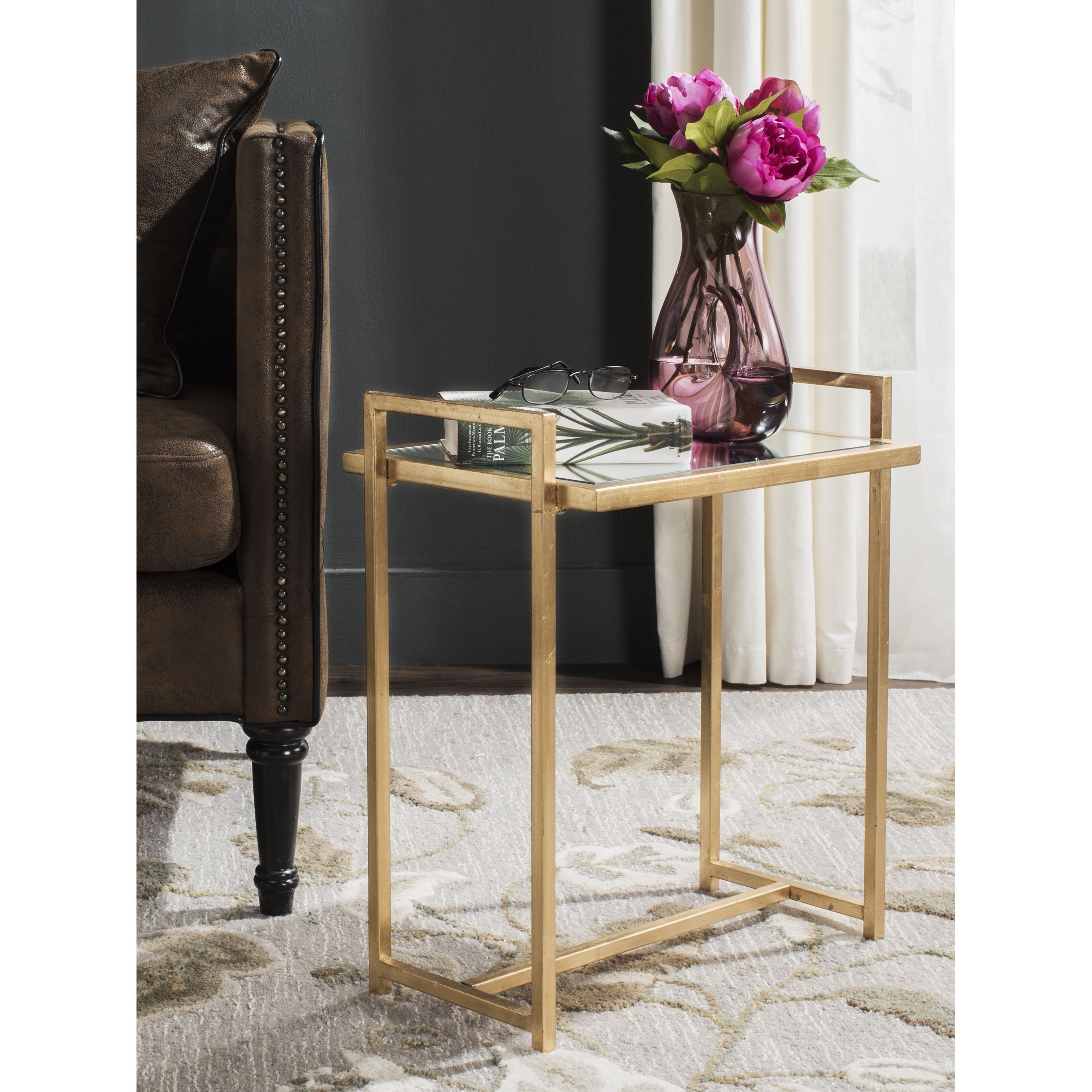 safavieh renly antique gold leaf end table products accent mirrored cabinets and chests tool chest with tools martha stewart outdoor furniture black legs desk lamp wine rack new