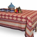 saffron marigold rectangle route cotton artistic accents tablecloth red orange moroccan print bohemian table cover home kitchen narrow sofa side high end furniture companies 150x150