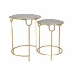 sagebrook home iron accent tables marble top gold metalglass inches set table with free shipping today wicker patio and chairs trestle ashley bedroom furniture yellow outdoor side 150x150