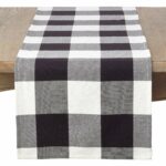 saro lifestyle classic buffalo plaid design cotton table accent your focus runner pattern black home kitchen grey chairs weathered white end tables antique marble coffee tulip 150x150