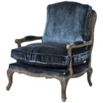 sasha blue velvet french style oak accent bergere armchair product round table kathy kuo home black side large marble coffee dog grooming bath jcpenney duvet covers island bar 150x150