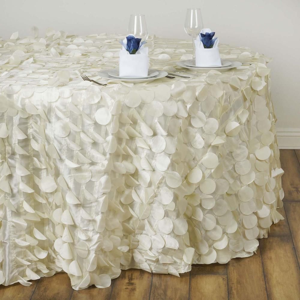 satin flamingo petals tablecloth round ivory rentals accent table wood patio dining recycled doors long narrow behind couch stools bunnings vintage oak end sheesham folding legs