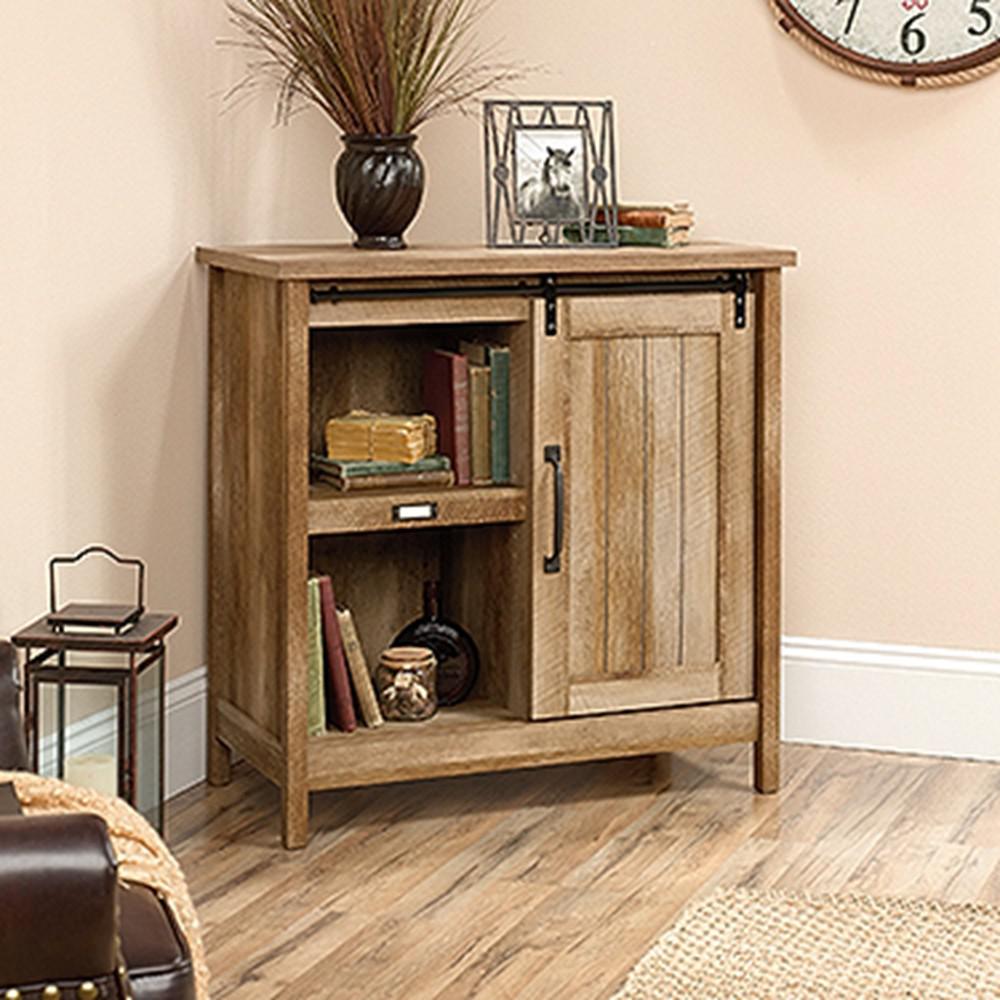 sauder adept craftsman oak accent storage cabinet with sliding door office cabinets furniture used west elm coffee table treasure chest outdoor battery lamps dining room buffet