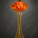 seattle space needle accent lamp with red orange table lighting marbled art glass carmel bamboo base and hand turned walnut finial handmade warwick furniture uma enterprises lamps 150x150