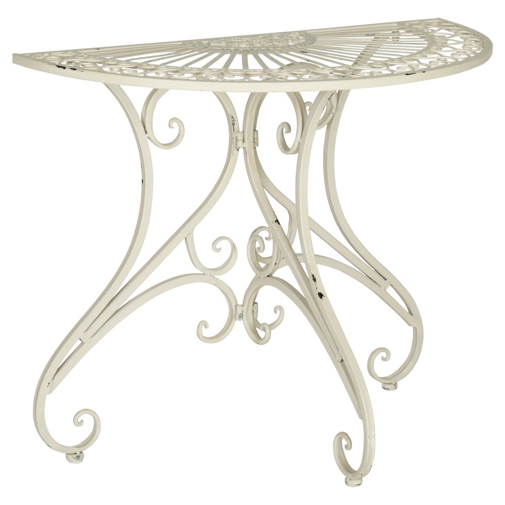 semicircle square patio accent table white safavieh products wrought iron blue and asian lamps bar height with leaf distressed cabinet furniture aspen home outdoor folding theater