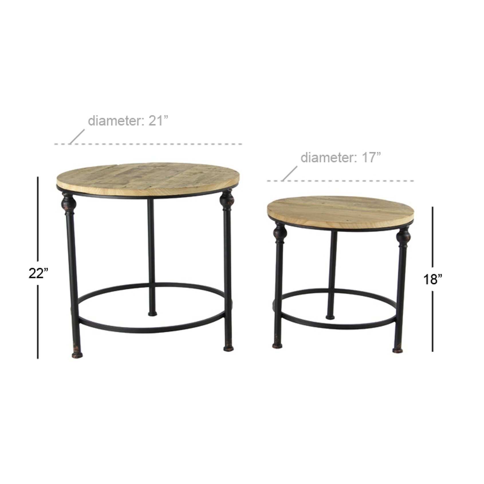 set rustic and inch wood iron round accent tables table free shipping today small end with drawer parsons dining room furniture names living spaces counter height leaf reclaimed