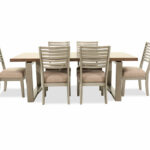 seven piece modern dining set cream mathis brothers furniture haven farc spring umbrella accent table the soothing tones for chairs and base brown tabletop give splendid facelift 150x150