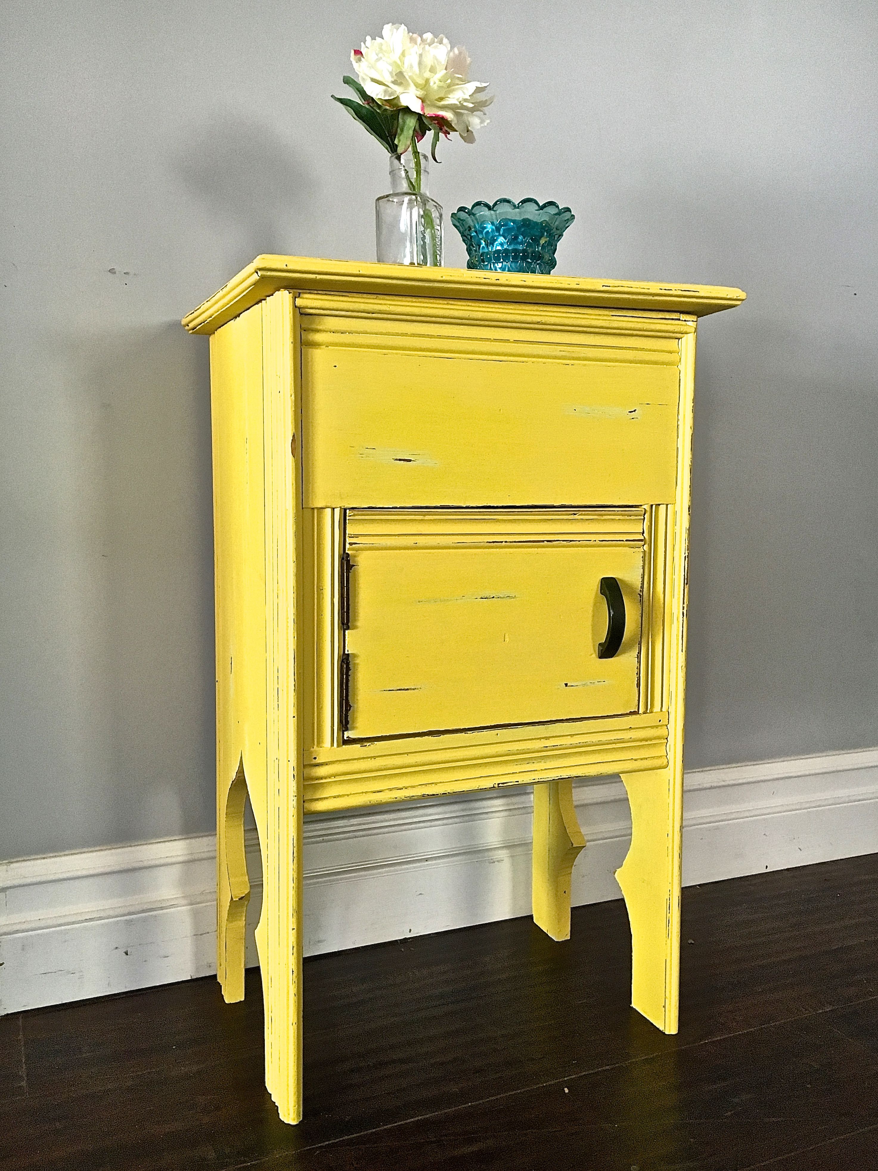 shabby chic yellow accent table custom order for araceli uproar high dining room furniture edmonton patio umbrellas large sofa washers marble bistro bunnings storage cabinets ikea