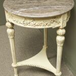 shabby cottage chic ornate marble top accent table pink tones grey white french country style antique base distressed with dining chairs arms bbq grill wood coffee tall pub set 150x150
