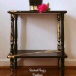 shiny black with gold leafing design funky two tiered accent table plant stand excited share this item from etsy serving tray end foot patio umbrella outdoor side clearance long 150x150
