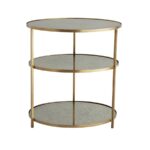 side end accent tables bliss home design brte percy iron mirrored table round three tiered with antique brass finish and inlaid antiqued mirror top light blue coffee living room 150x150