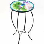 side table outdoor garden patio metal accent desk round hand painted glass blue home decor sheesham wood console bar height green tiffany lamp bronze end tables top coffee small 150x150