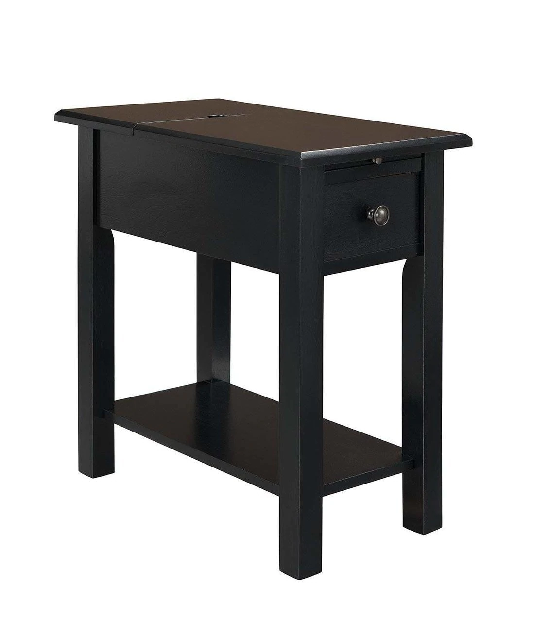 side table with recessed dual usb charging station and twin sidetable accent tables ballard office furniture pub bar half moon mirrored console bedroom end target black height