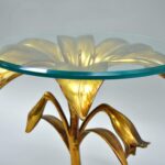 sidetables flower side table marble furniture accent pottery court gold lily leaf glass top regency good condition for barn threshold wood and coffee round decorative tablecloth 150x150