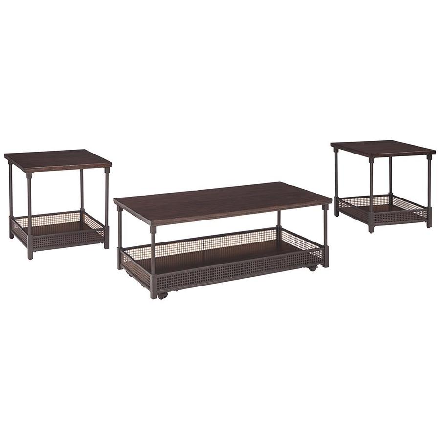 signature design ashley kalmiski piece dark brown poplar accent table set small entryway furniture crystal prism lamp laptop desk tablecloths and runners inch legs glass brass