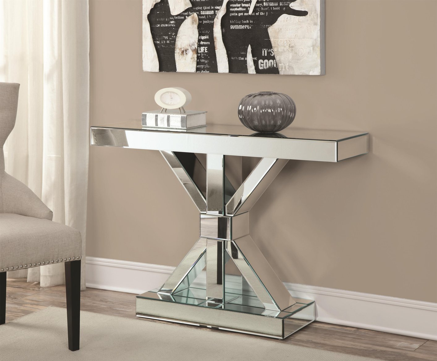 silver glass console table extra small accent tables shabby chic sideboard truck tool box mirrored coffee round decorator tablecloths robert abbey lamps garden and chairs ceramic