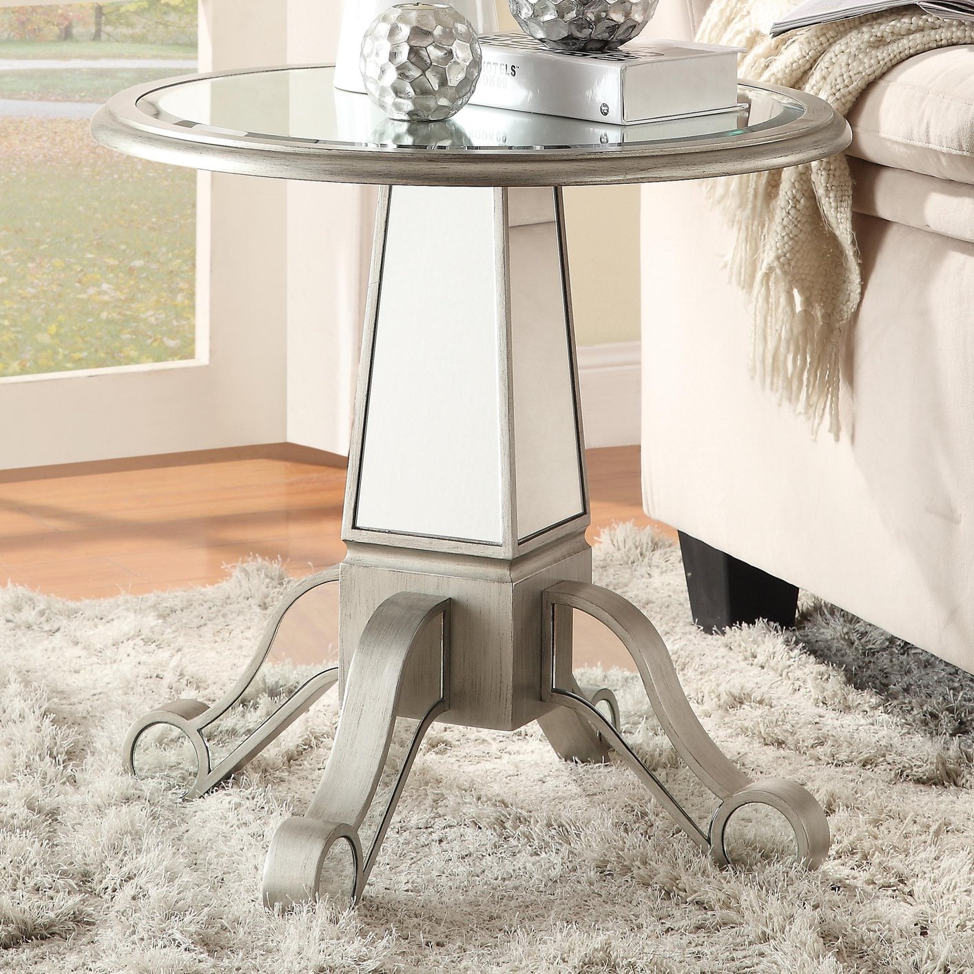 silver metal accent table steal sofa furniture los angeles glass base faux marble retro lamp white cloth napkins outdoor chairs with folding sides garden small tables brown living