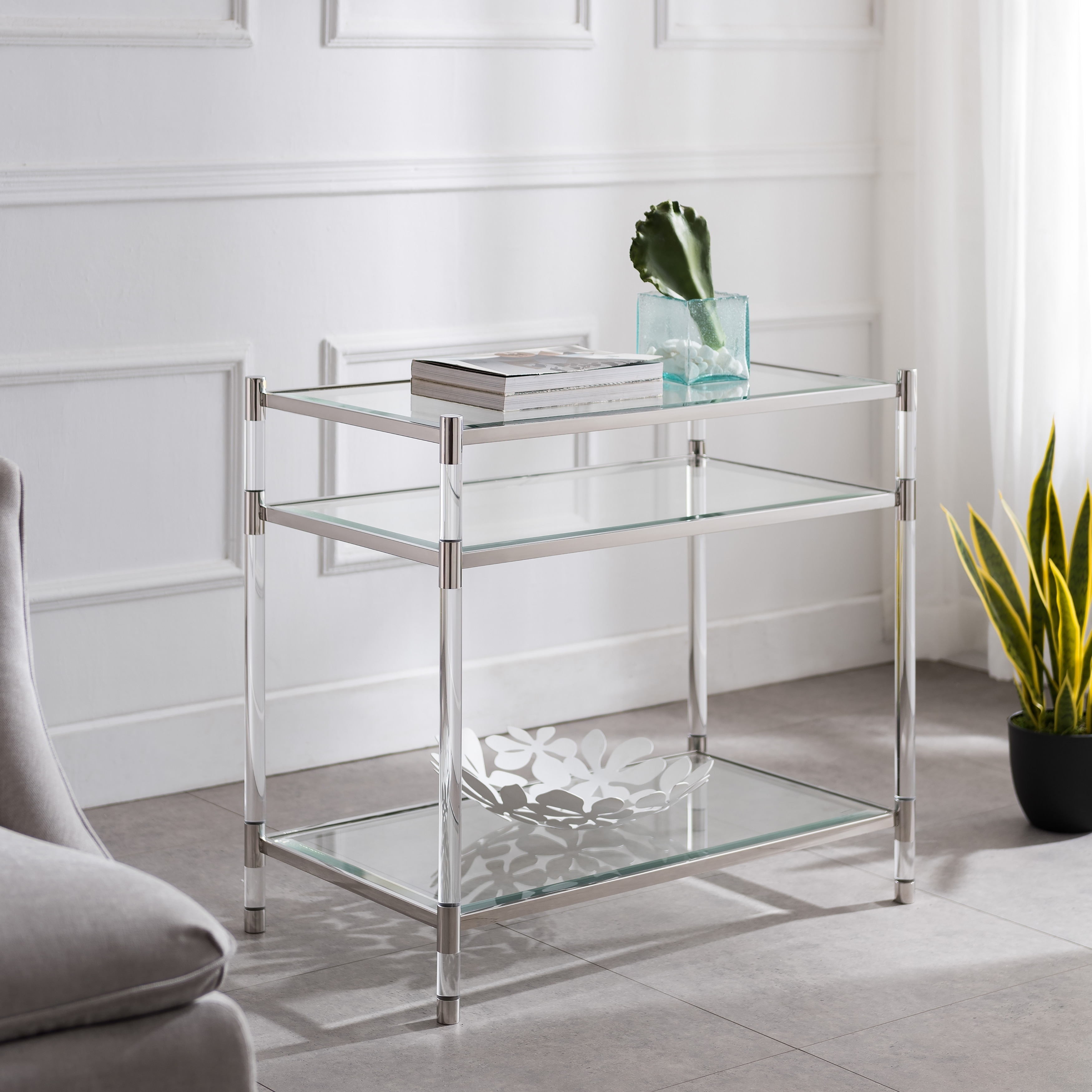 silver orchid aldor tall acrylic accent table free harper blvd cerrol glass shipping today outdoor bench decorative with drawers kidney coffee balcony furniture chair leg