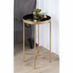 silver orchid legeay round metal foldable tray accent table porch den alamo heights zambrano room essentials mixed material wicker coffee with glass top mirrored bedroom end 150x150