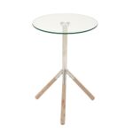 silver stainless steel and glass round accent table the home end tables diy wood top ideas console narrow white lacquer side modern coffee with drawers outdoor sofa iron threshold 150x150