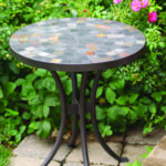 slate mosaic accent table for decks patios and gardens cobble stone outdoor modern furniture lighting decorative trunks gray metal coffee folding glass wrought iron bistro set 150x150