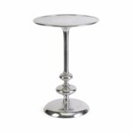 sleek modern chesire polished aluminum accent pedestal side table silver free shipping today pier one counter stools round wicker coffee with glass top small poolside tables gray 150x150