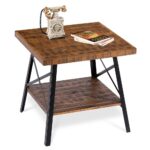 sleeplanner rustic end table steel legsnatural wood top legs natural brown room essentials trestle accent folding patio side threshold owings wrought iron outdoor dining coastal 150x150