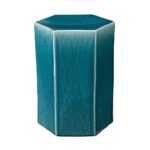 small ceramic hexagonal accent table blue blueceramic outdoor cocktail with umbrella hole all weather wicker ashley furniture sofas pulaski display cabinet wooden frog instrument 150x150