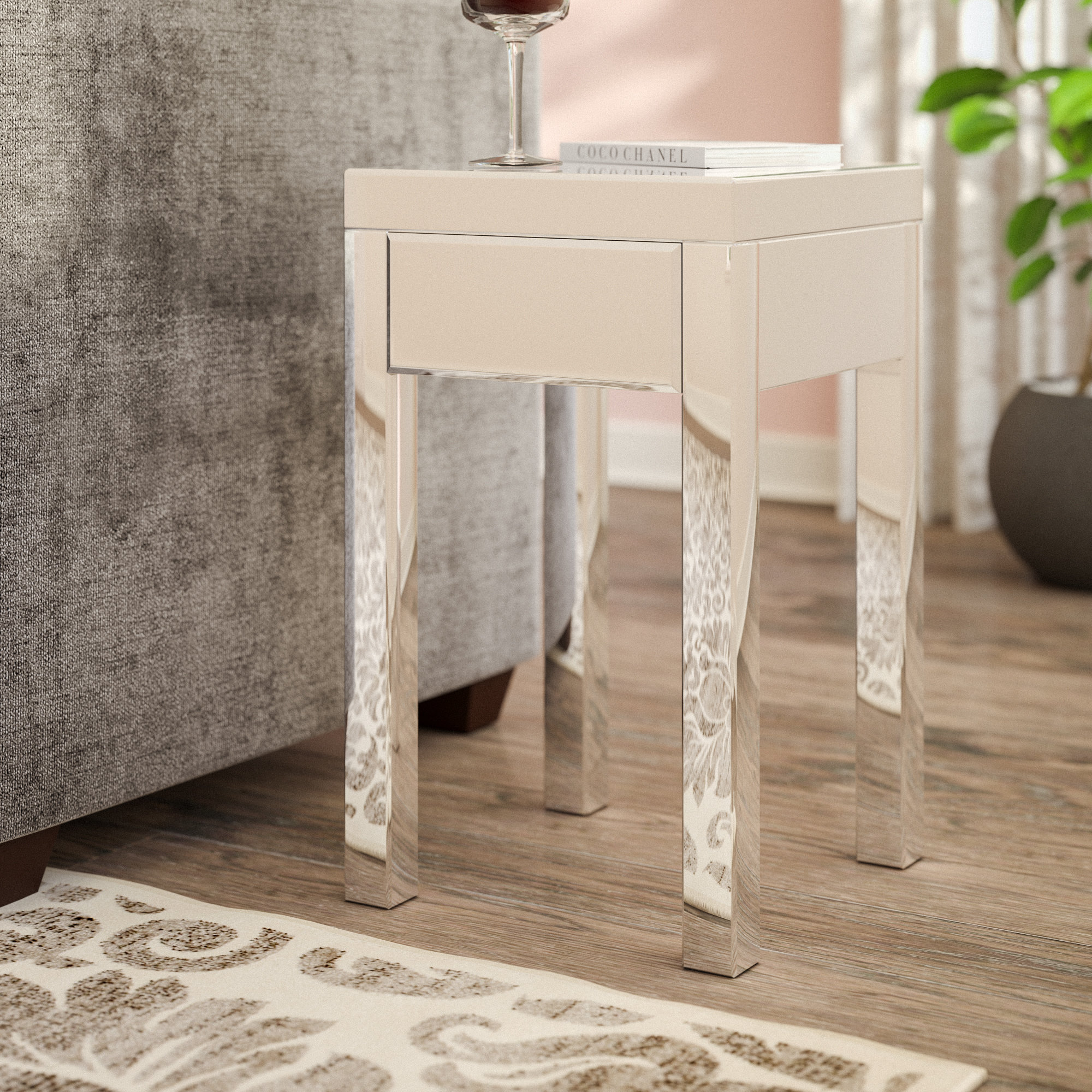 small mirrored accent table keels end with storage solar metal target glass french bistro marble top white wicker furniture rustic nightstand coffee runner round kitchen sets for