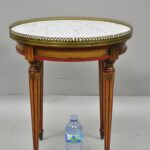 small round marble top french louis xvi directoire style italian master accent table side item dark cherry aluminum patio furniture half circle glass night stand affordable 150x150