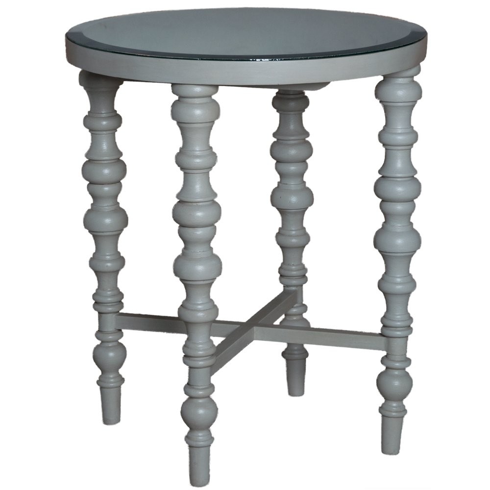 small spindle accent table belle escape gray total item glass coffee with brass legs mango nest tables unusual living room ornaments nesting side pottery barn rustic wood frame