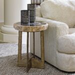 small table tables end side petrified wood limited production design stock fossil hand forged base burnished silver leaf finish dia inches partner white with drawers lifts pallet 150x150