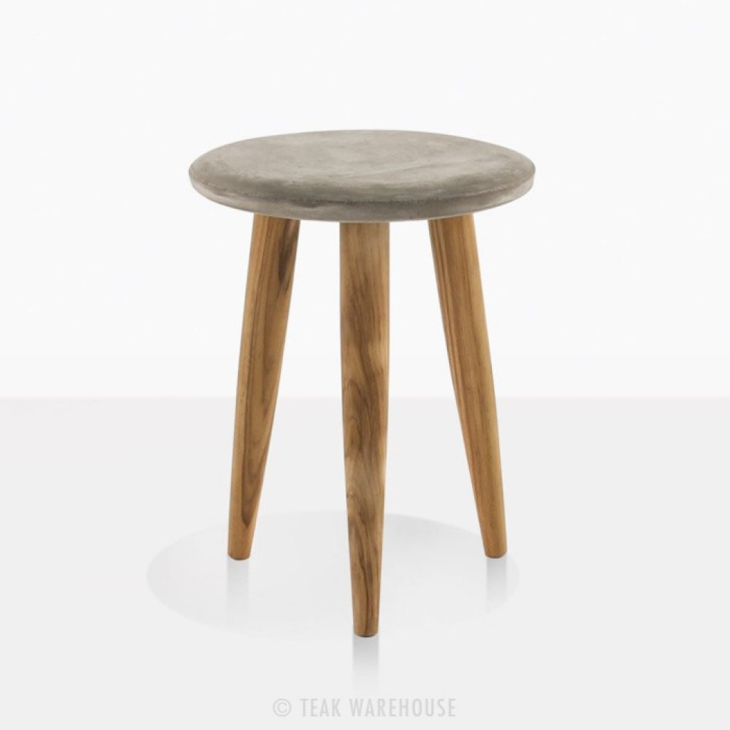 small teak accent table furniture aspen blok concrete round tables patio throughout glass coffee with brass base kitchen cupboards short bedside cool light fixtures pottery barn